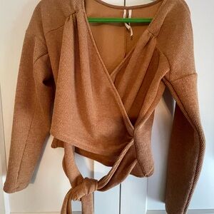 Women's Tan Wrap Sweater